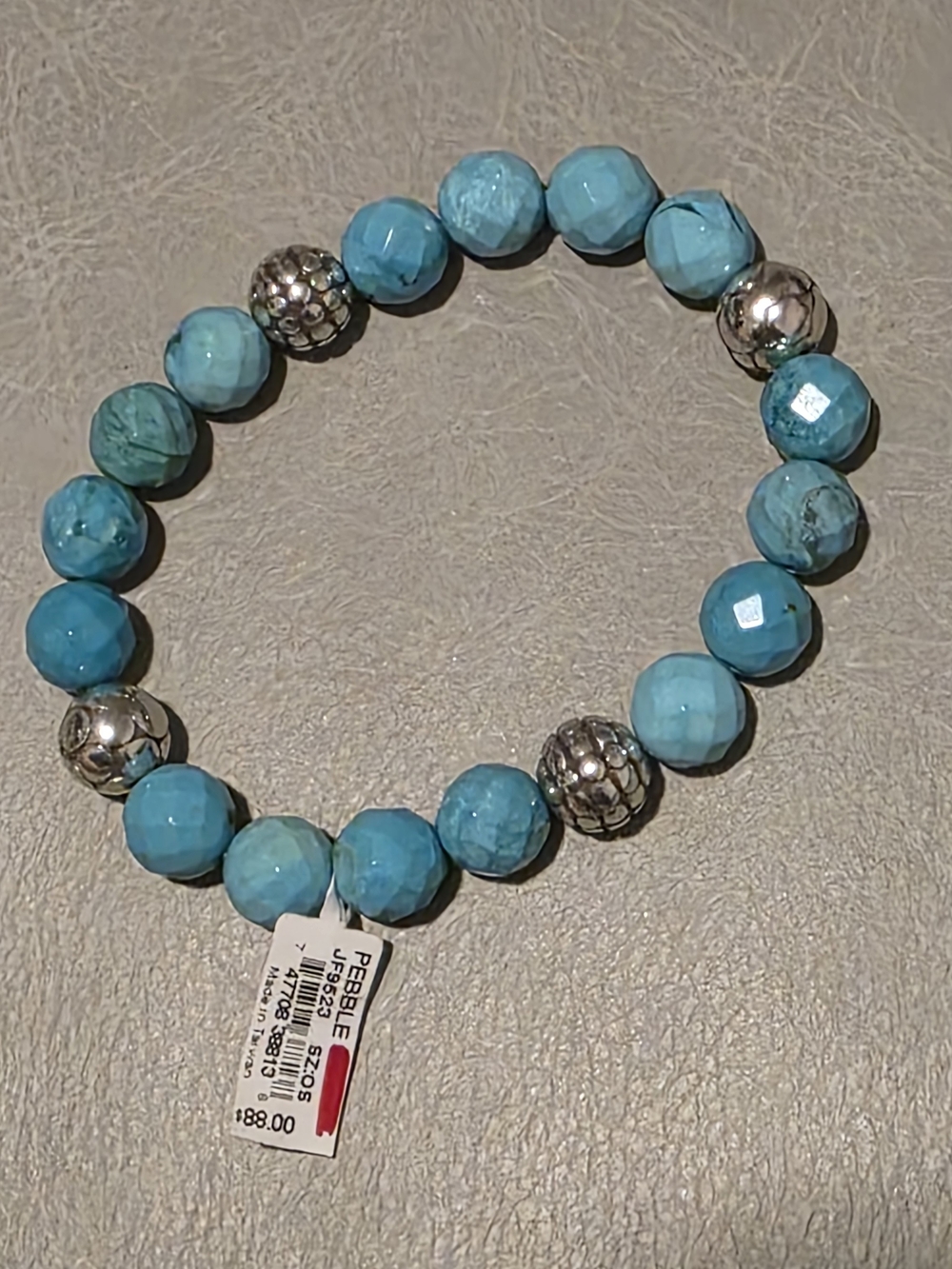 Brighton Turquoise Faceted Bead Stretch Beaded Bracelet pebble Collection new